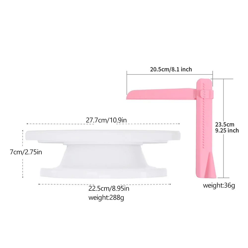 DIY 11 Inch Cake Turntable Rotating Decorating Stand With Adjustable Icing  Scraper Plastic Cake Spinner Baking Supplies 10225