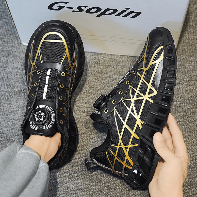 Rotary Buckle Men's Sneakers Original Designer Male Fashion Running Shoes Free Shipping Outdoor Athletic Sports Shoes for Man