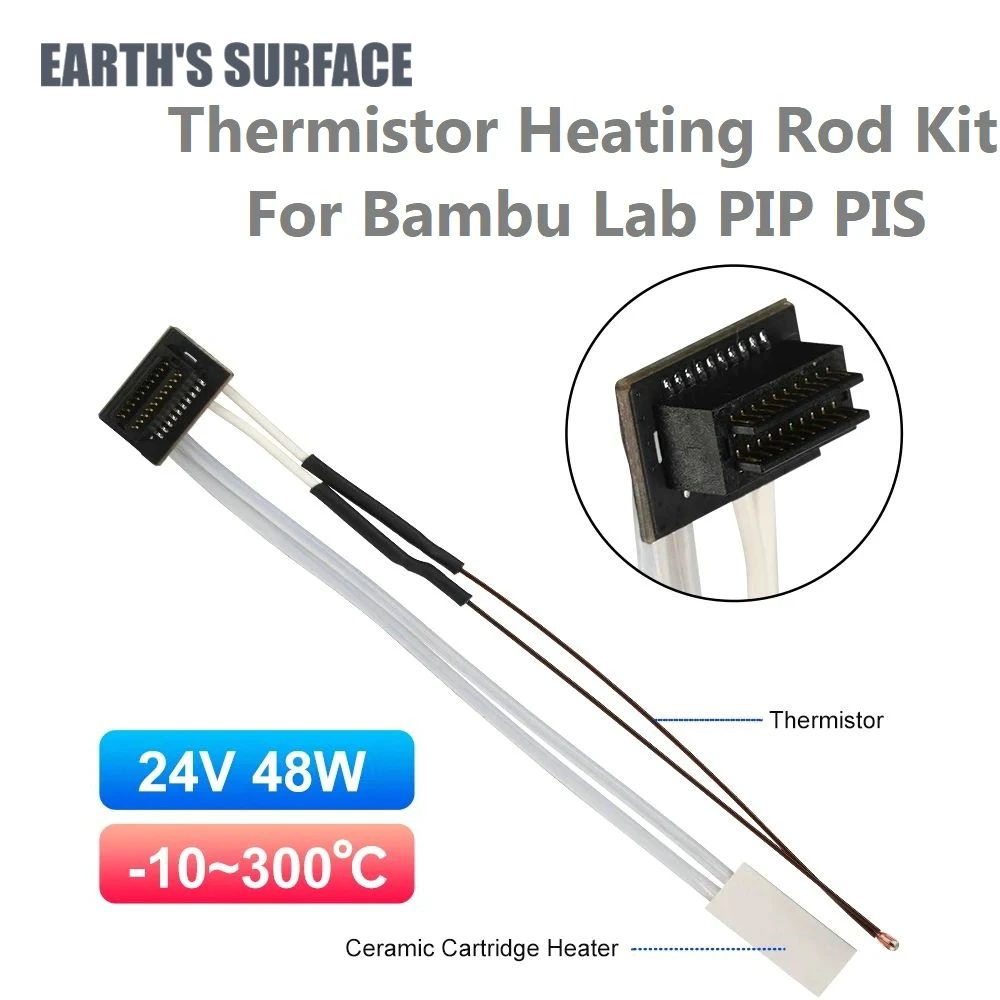 ES-3D Printer Parts 24v 48w Heating Tube For Bambu Lab P1P P1S Thermistor + Ceramic Cartridge Heater Hotend 3D Printer Parts