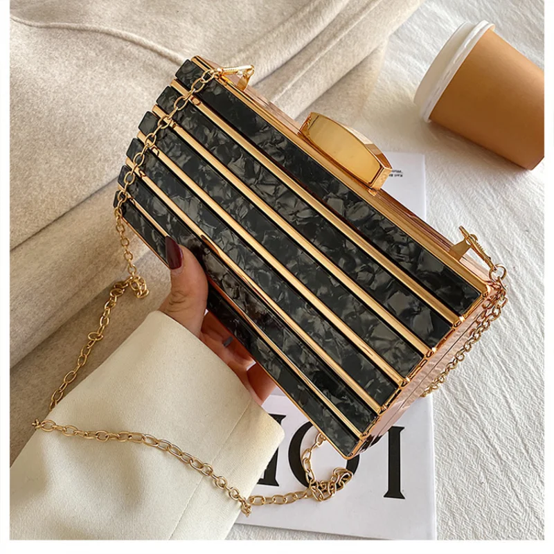 Trendy Designer Women Wallet Acrylic Evening Bags Party Wedding Clutch Pink Purse and Chic Handbag Women Shoulder Bag 2023 NEW