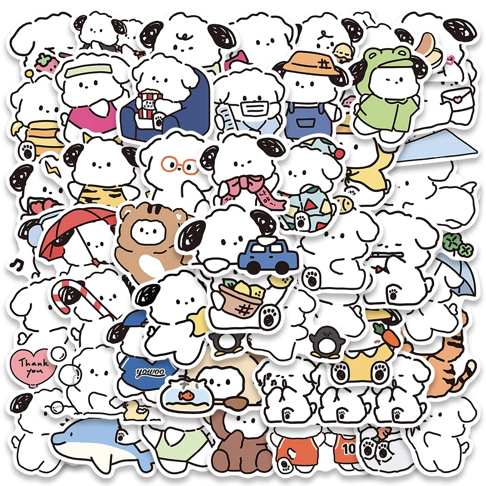 50pcs Cute Cartoon Animals Puppy Dogs Stickers For Laptop Water Bottle Luggage Notebook Waterproof Graffiti Vinyl Decals