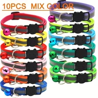 10-Pack Reflective Breakaway Cat Collars with Bells & Round Ears, Durable Polyamide Material, Adjustable Safety Pet Collar Set w 1