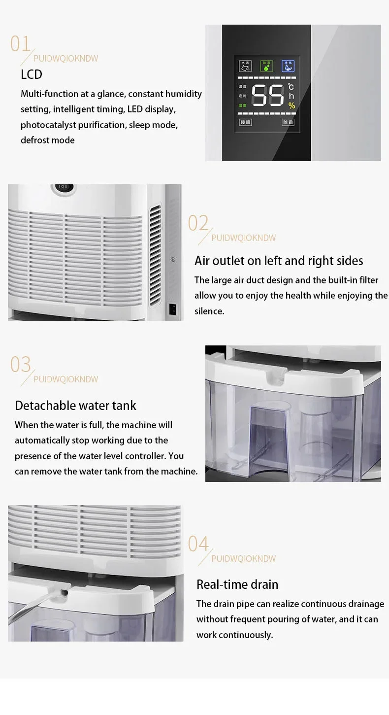 Description Picture 3 of item220V 90W 2.2L Household Dehumidifier Quiet Bedroom Basement Dehumidifier Small Moisture Absorption Dryer Dehumidifier