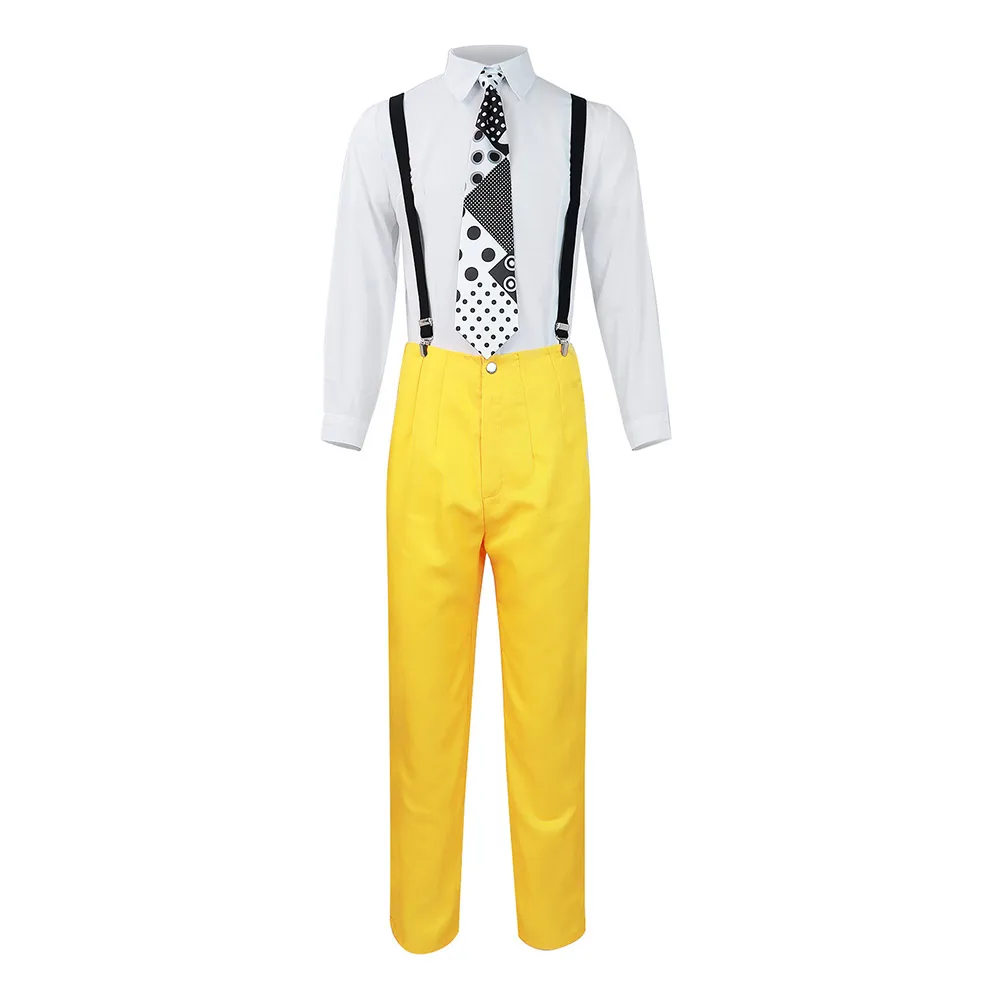  Fedtoku Disfraz de Jim Carrey para hombre, disfraz de máscara  para hombre, chaqueta de cosplay amarilla, pantalones para Halloween (traje  + máscara, S) : Ropa, Zapatos y Joyería