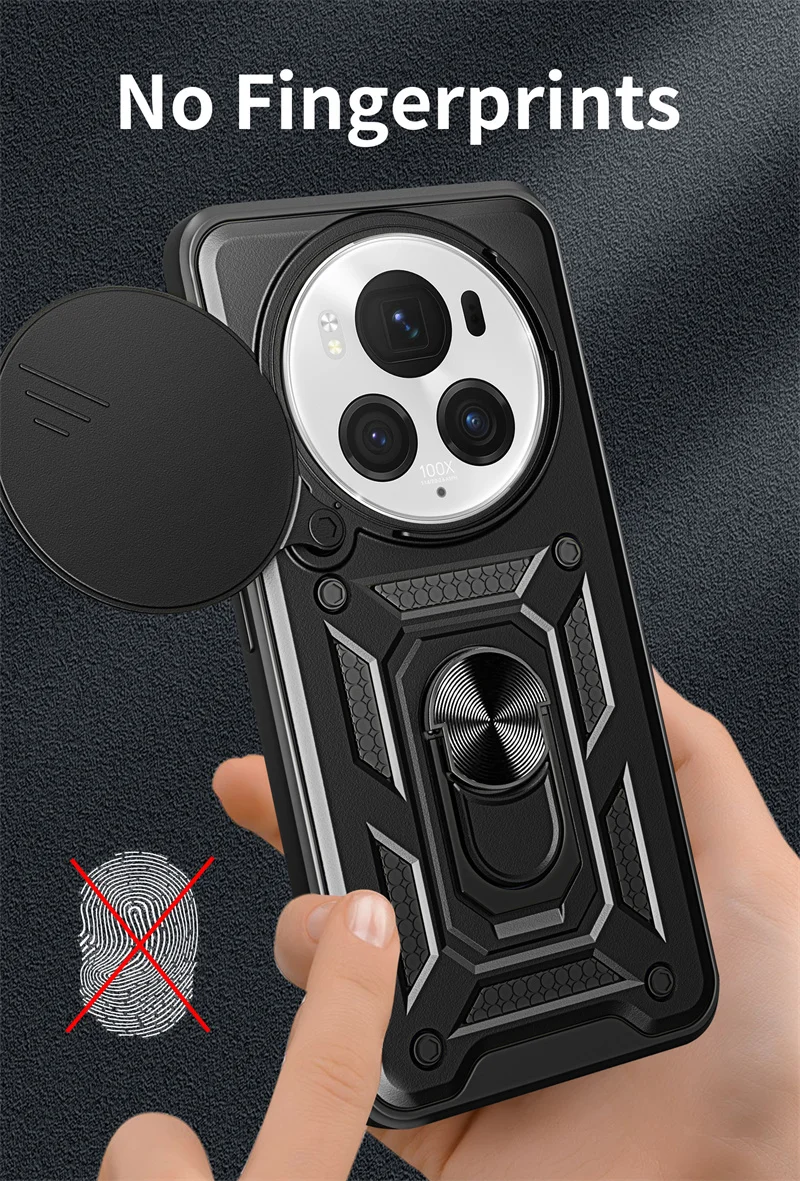 Premium Armor Case with Slide Camera Protector and Magnetic Ring Holder
