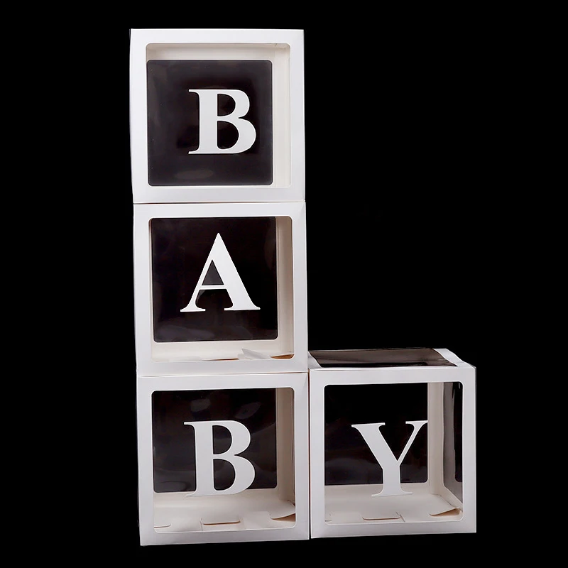 Cajas De Baby Shower Decoraciones Para Fiestas, Paquete De 4 Cajas De  Globos Plateados Decoración Con Bloques De Letras De Bebé Para Niños Niñas Baby  Shower Decoraciones De Revelación De Género B