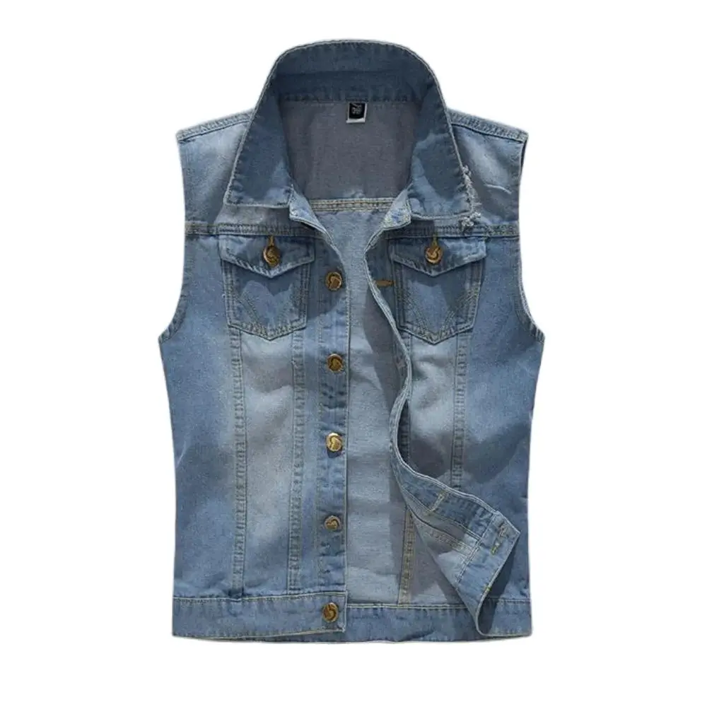 

6XL Denim Vest Jacket Coats Waistcoat Men Sleeveless Jacket Male TankMens Jacket New Men's Gilet Denim Vest Ripped Jean