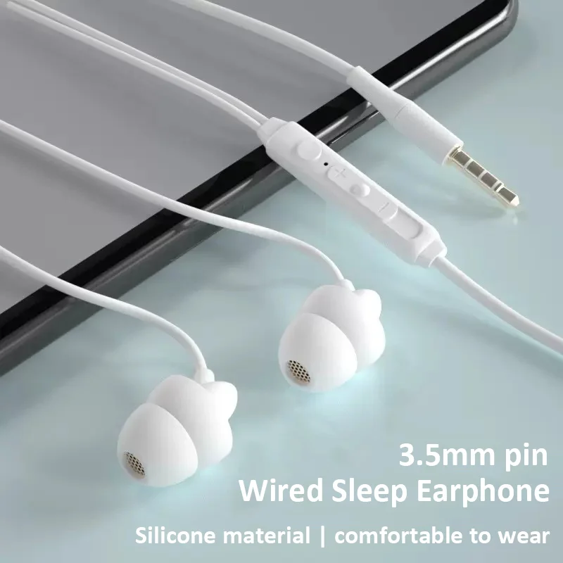 Auricolari cablati per dormire, auricolari morbidi in-ear da 3,5 mm, cuffie cablate con cancellazione del rumore, con microfono, auricolari stereo HiFi Bass in silicone - Image 3