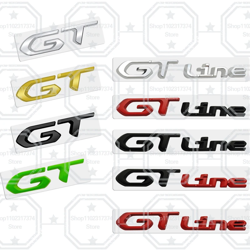 3D Gt Gt Line Emblem Metal Car Side Badge Decorazione Posteriore Tronco Adesivo Per Peugeots 107 108 206 207 208 308 307 508 2008