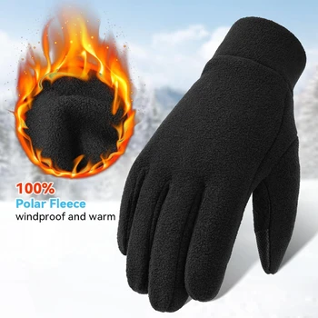 Black Winter Gloves Male Female Warm Gloves Touch Screen Hot Polar Polar Fleece Warm Gloves Cycling Gloves Running Hiking 1
