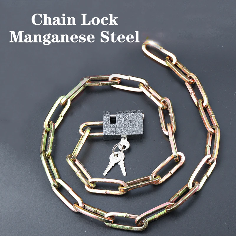 Bike Motorcycle Chain Lock, Manganese Steel with Keys, Gate Door