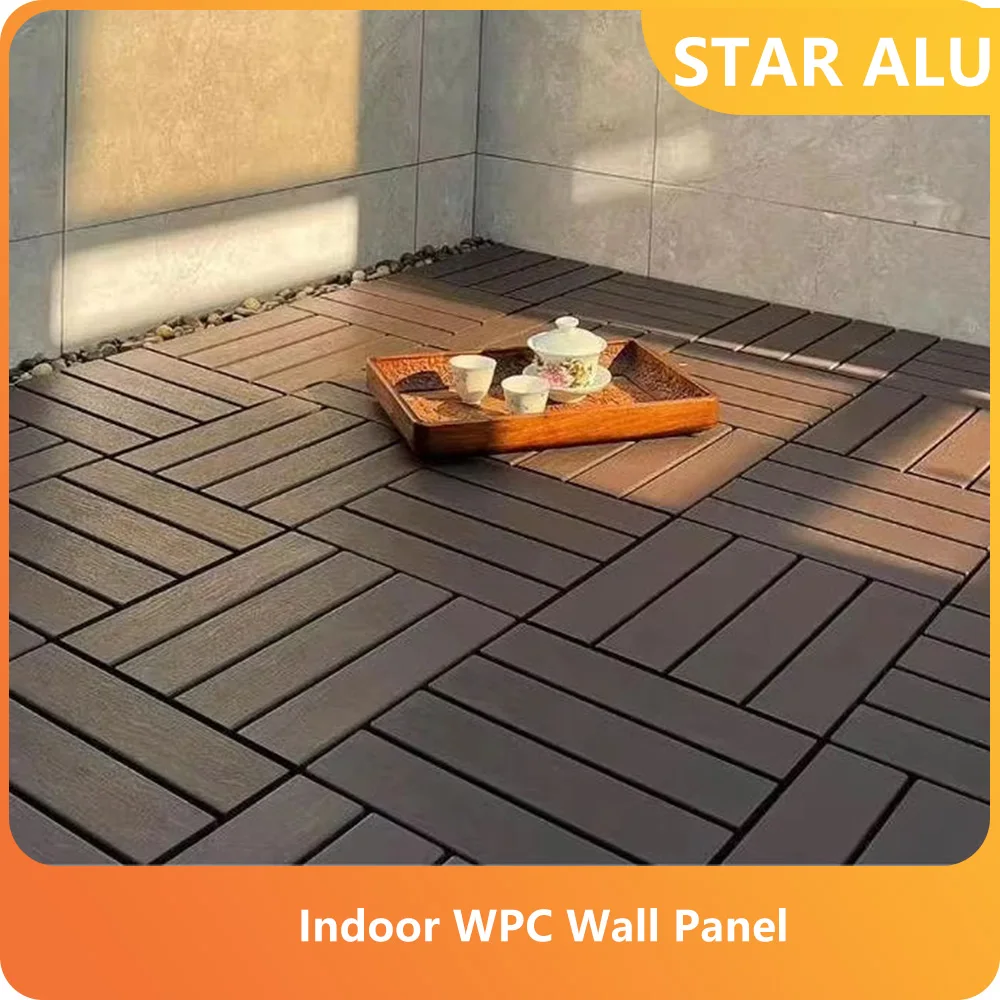 11 pcs DIY Outdoor WPC Decking Interlocking Wood Composite Floor Exterior Eco-Friendly Anti-Corrosion & UV-Proof
