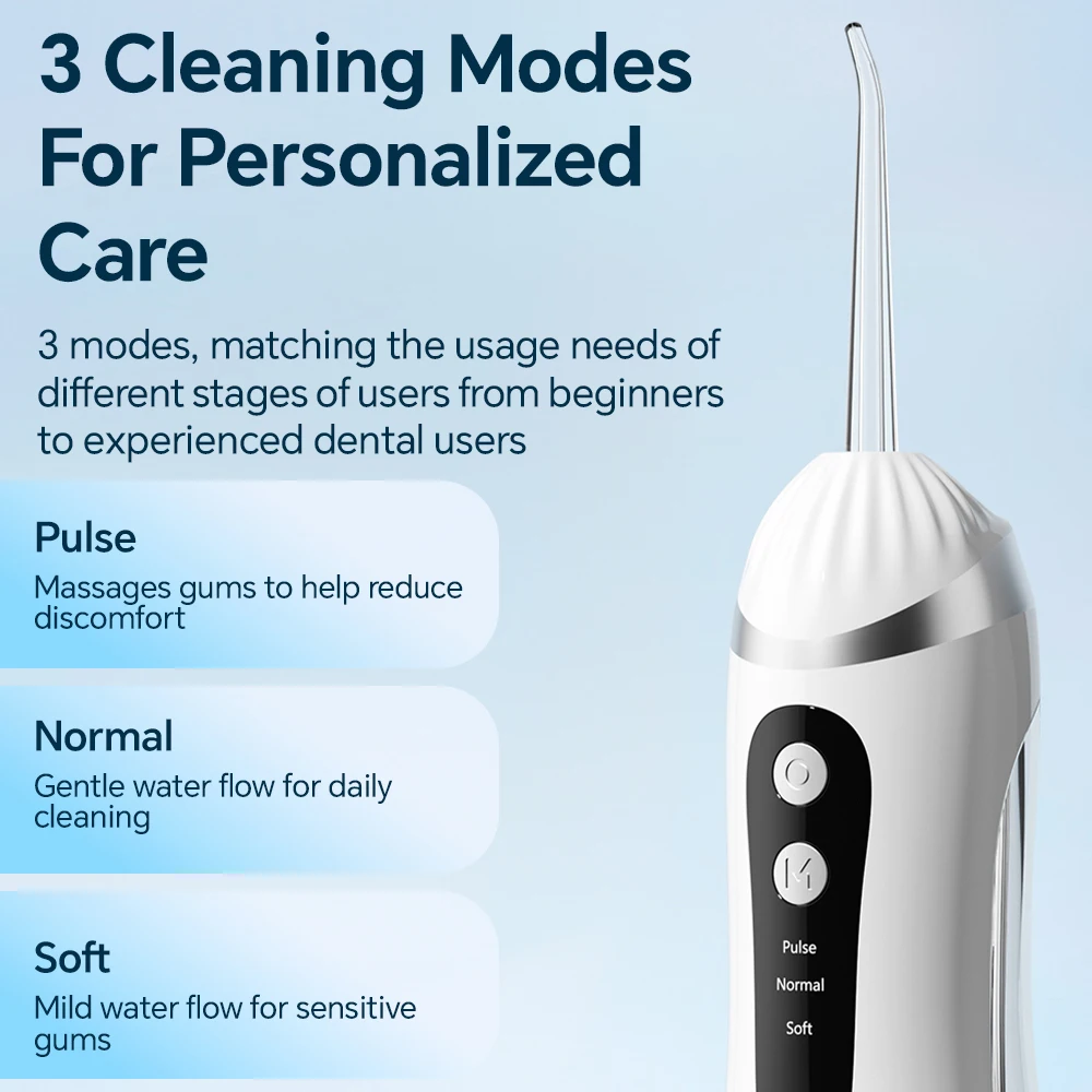Electric Water Dental Flosser Pick for Teeth, Waterproof Cordless Oral Irrigator with 200ML, 3 Modes & 4 Tips for Teeth Cleaning