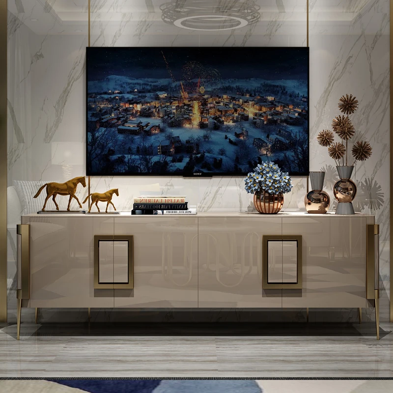 

Postmodern light luxury TV cabinet simple TV cabinet small apartment paint craft American high living room floor cabinet