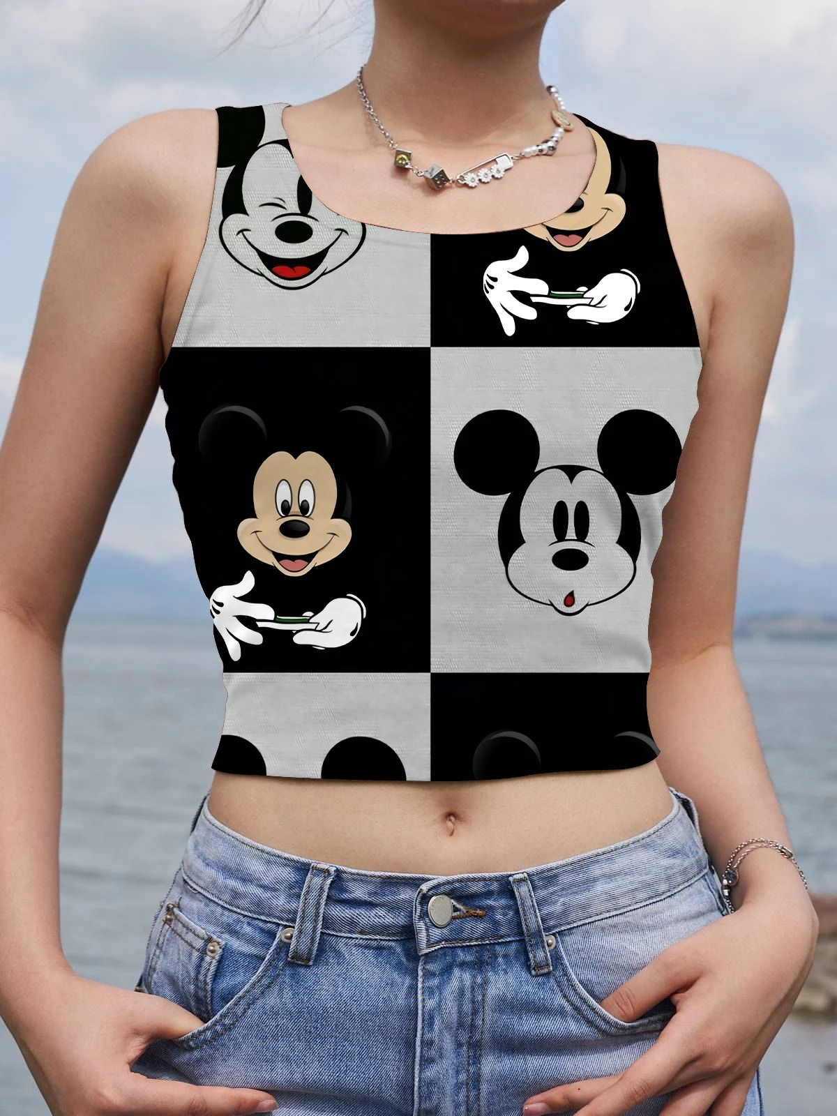 Woman Clothes Sleeveless Y2k Fashion Crop Top Women Minnie Mouse Corset Disney  Tank Sexy Women's T-shirt Yoga Fitness Tops Tees - T-shirts - AliExpress