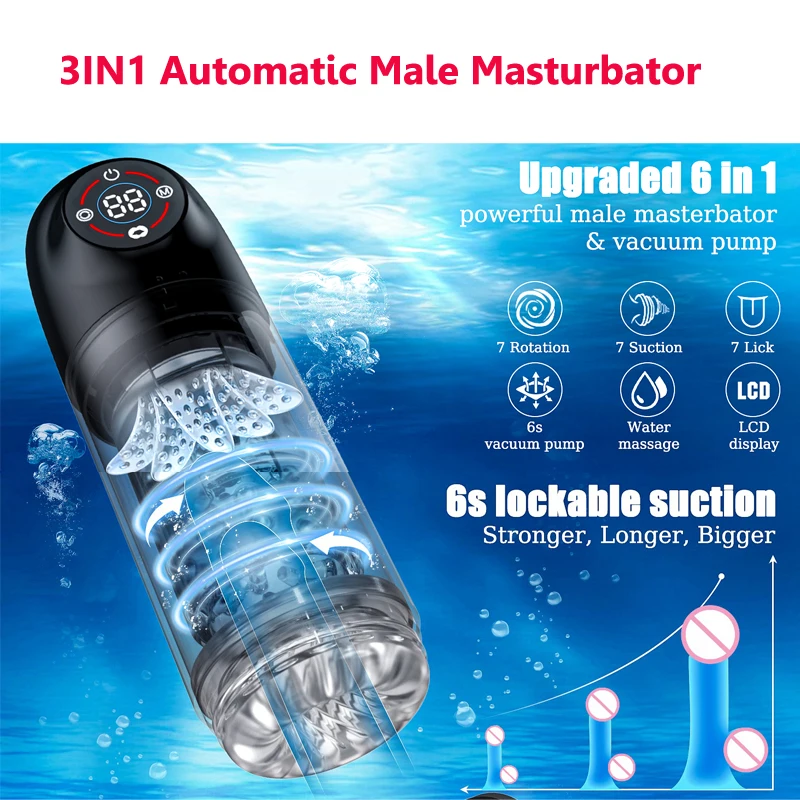 Male Masturbation Cup Automatic Thrusting Rotating Male Masturbator Licking Stroker Sucking Blowjob Waterproof Pennis Pump Adult Sex Toys For Men