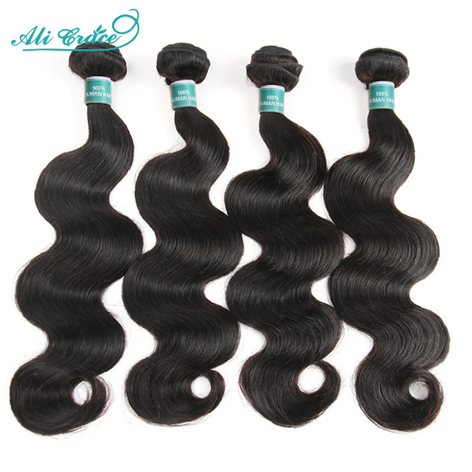 ALI GRACE Hair Brazilian Body Wave Hair 4 Bundles Human Hair Extention Remy Hair Natural Color 10-28 inch Free Shipping