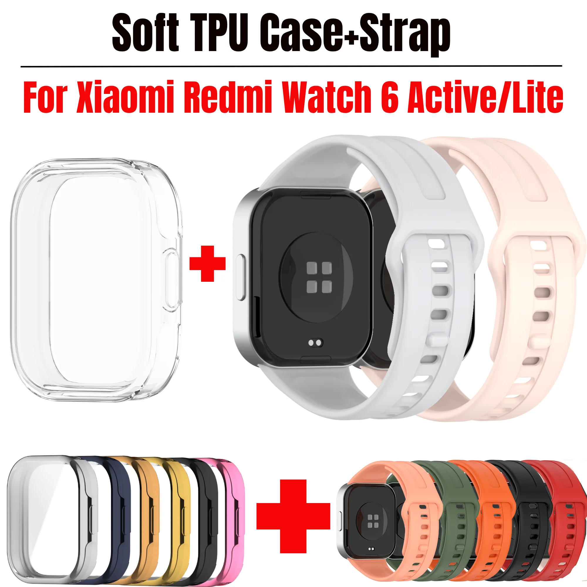 Enhanced Strap and Case Set: Silicone Band and TPU Cover for Sports Use - Compatible with Redmi Watch 6 Series Accessories