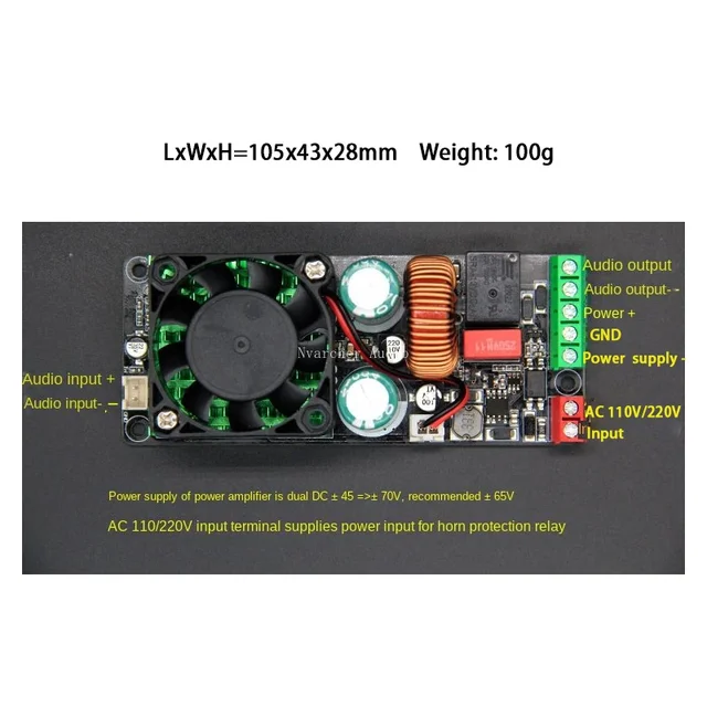 Nvarcher HIFI 모노 디지털 앰프는 스피커 보호 기능이 있는 클래스 D 오디오 모듈로, LM3886 IRS2092S에 비해 우수한 500W의 성능을 갖춘 제품입니다.