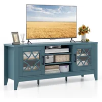 Farmhouse TV Stand for 65-Inch TVs - Classic Media Entertainment Center with Glass Door Cabinets & Adjustable Shelves 1