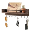 Rustic Wood Floating Shelf Wall Mounted for Entryway Decor Key Holder Rack with 8 Key Hooks For Hanging Keys Coats Dog Leashes 1