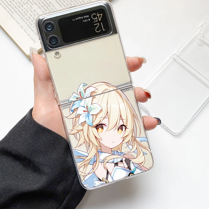 Clear Hard PC Shell Phone Case with Genshin Impact Design - Durable Bumper Cover