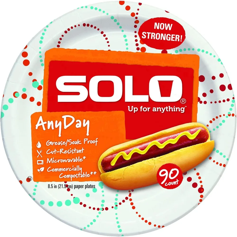 

Solo AnyDay Paper Plates, 8.5 Inch Paper Plates, Case of 360 Total Paper Plates