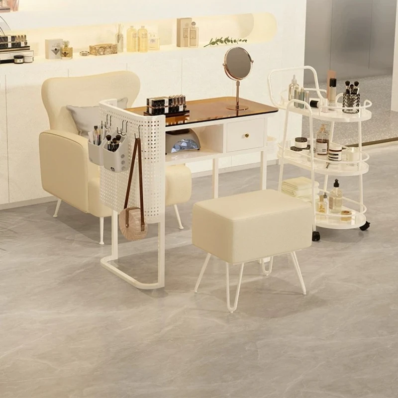 Table de manucure simple LTT1 Cream Wind avec aspirateur intégré, table spéciale pour salon de manucure