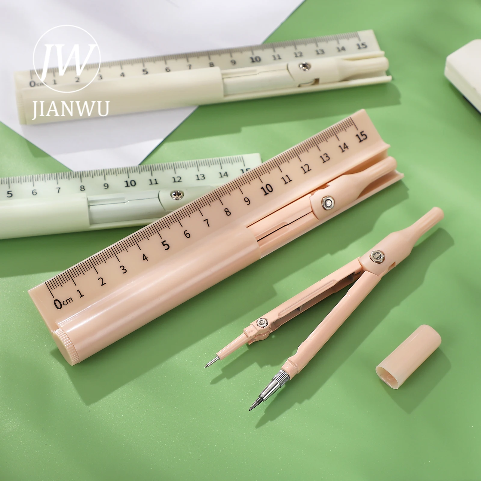 JIANWU Simple Three-in-one Multifunctional Compass Ruler Measuring Tools  Creative DIY Journal Student Supplies Stationery - AliExpress
