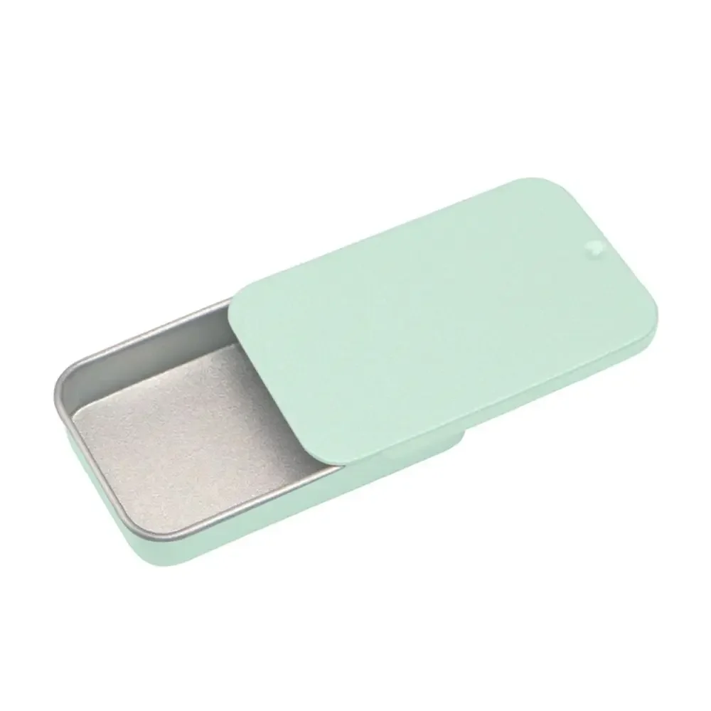 Sliding Cover Mini Rectangular Tin Box for Candy, Pills, and Bird Training Food