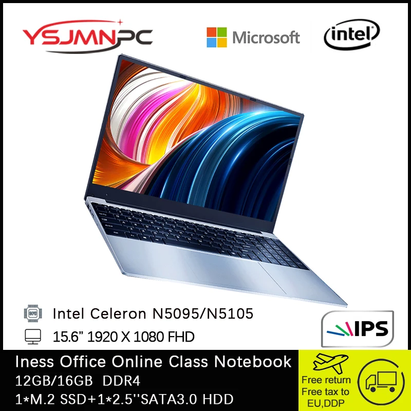 TOP Intel Celeron N5095/N5105 15.6 Inch Laptop 16GB RAM 1TB SSD Dual Band WiFi Business Office Online Class Notebook Window11 2