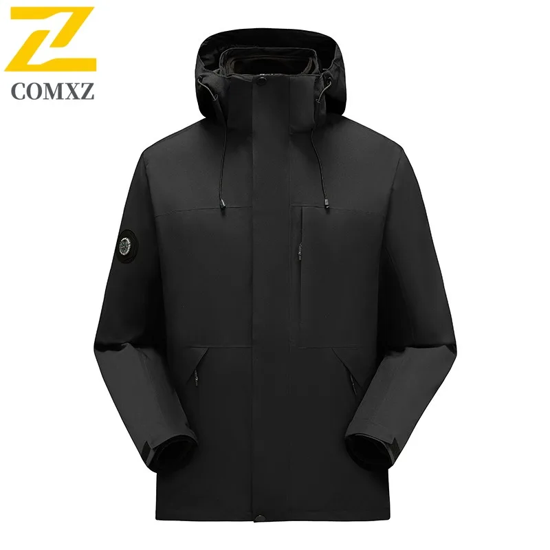 COMXZ Classic Coat Big Size Waterproof Windproof Loose Hiking Travel Biker Jacket Camping Breathable High Quality Mens Outerwear