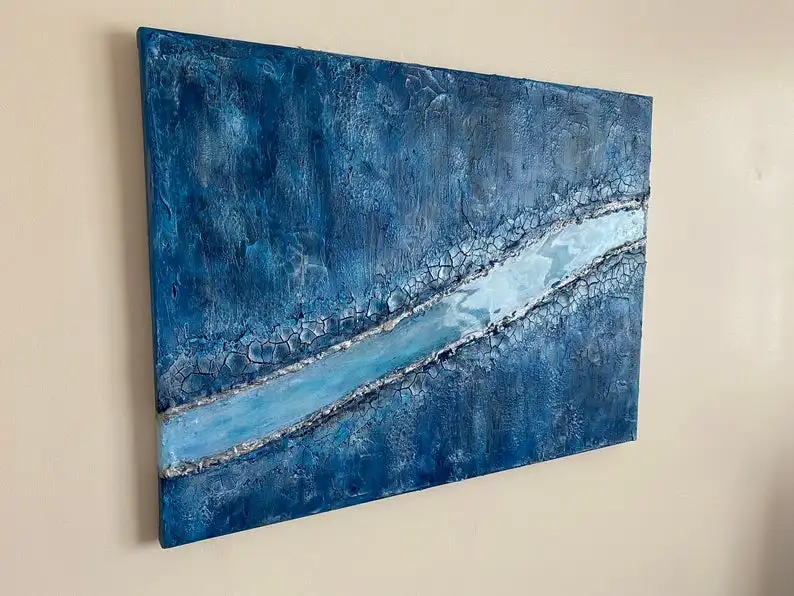 

Blue Silver Abstract Texture Painting,Textured Painting,Abstract Painting, Blue Silver Abstract Painting, Blue Abstract Painting