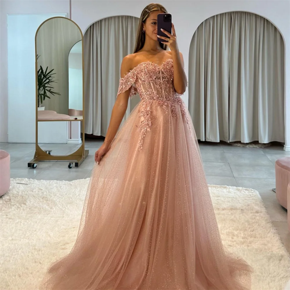 Bella Off the Shoulder Prom Dresses Lace Appliques A-line Wedding Dress  Customized Sleeveless Floor-Length Vestidos De Fiesta - AliExpress 320