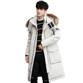 Winter Thick Youth Male Puffer Down Coat Long Куртка аляска Coat Military Fur Hood Warm Tactical Bomber Korean Thick Parkas