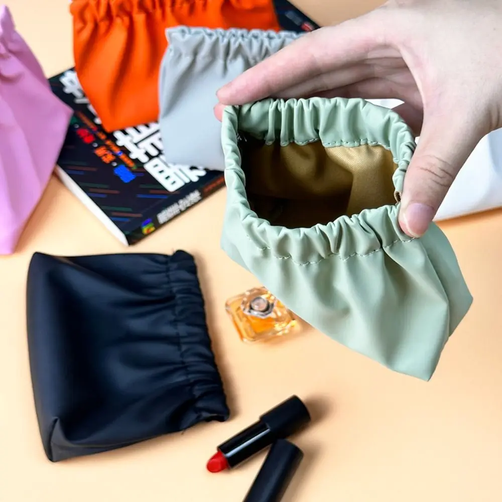 Leaf Spring Bag Solid Color Self-closing Cosmetic Bag Large Capacity Storage Bags Travel Makeup