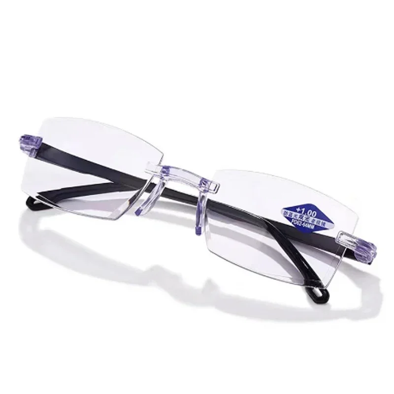 Reading Glasses Far and Near Dual-use High-tech Anti-blue Light Simple Slice Frameless Anti-radiation 0 To +4.0