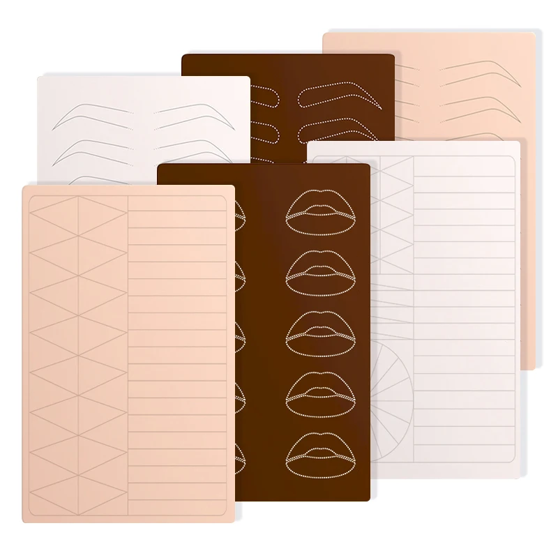

Silicone Practice Skin Permanent Makeup Training Latex Sheet Double-Sided Print with Brows Design for Brows Hair Stroke Practice