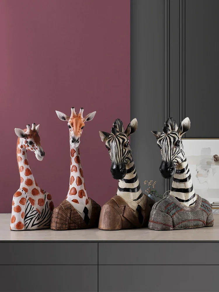 Resin Handicraft Ornaments Zebra Giraffe Simulation Animal