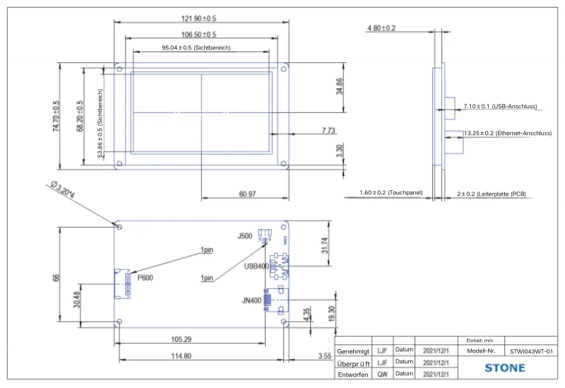STONE A 4,3-15,1 Zoll HMI-Displaypanel ohne Touchscreen für RS422 CPU Cortex A8 1GHz für Arduino esp32 – Detail 7