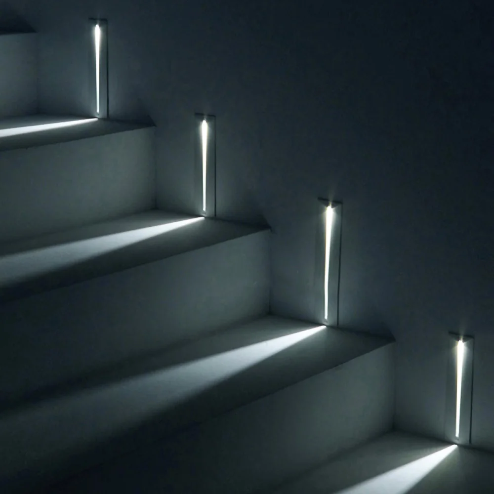 Smart Stair Lighting Motion Sensor Wall Lamp Recessed Step Lights Movement Detect Nightlights Corridor Hall Luminaire 3W for motion sensor light,led light,led wall lamp,wall light