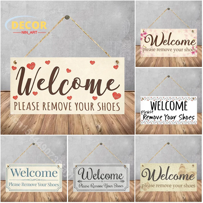 

Remove Your Shoes Wood Sign for Welcome Wooden Plaque Painting Picture Hanging Plaques Home House Room Door Pub Wall Decoration