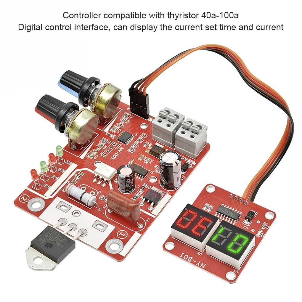 Digital Welder Machine Controller Module DIY Single Pulse Adjustable Welding Control Panel Board Accessory 40A 40a lcd digital double pulse encoder spot welder control module welding machine transformer controller board