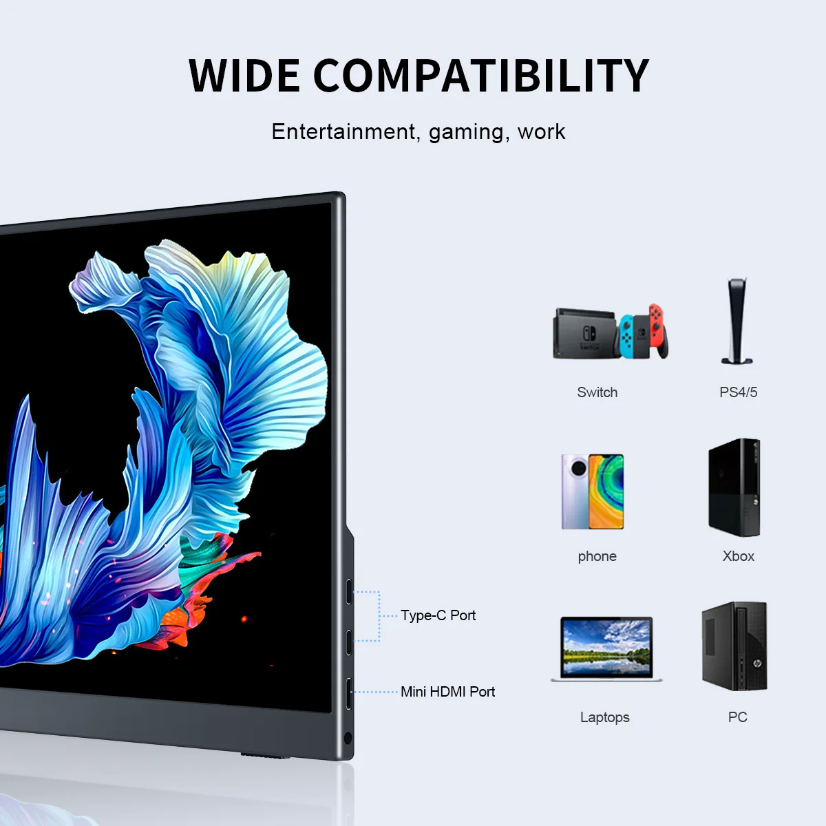 13.3 インチ 2560x1600p 2.5K ポータブルモニター外部ディスプレイ