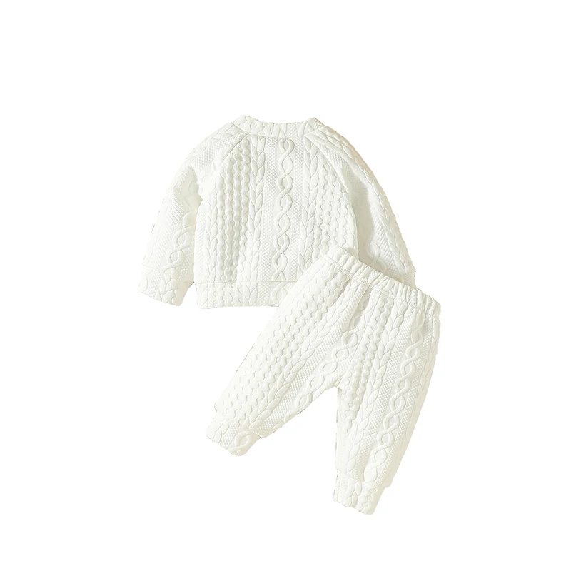 

Baby 2Pcs Fall Outfits Long Sleeve Cable Knit Pullover Tops and Pants Set Newborn Warm Clothes