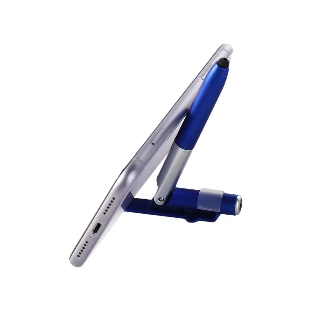 Foldable Multifunctional Night Reading Stationery School Stylus Pen Cellphone Holder Ballpoint Pen with LED Light Writing