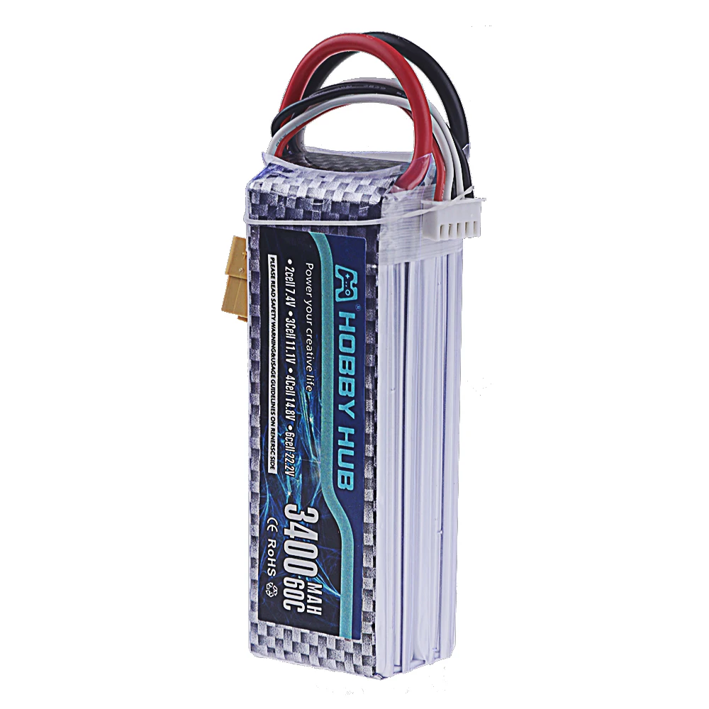Lot de 1 à 3 Batteries LiPo 7.4V 1500mAh pour Drone RC avec Connecteurs T/XT30/XT60
