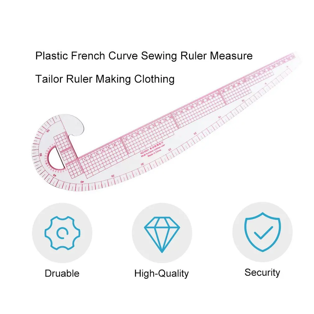 

New Multi-function Plastic French Curve Sewing Ruler Measure Tailor Clothing Bend Making Ruler Degree Tools 360 Design Rule