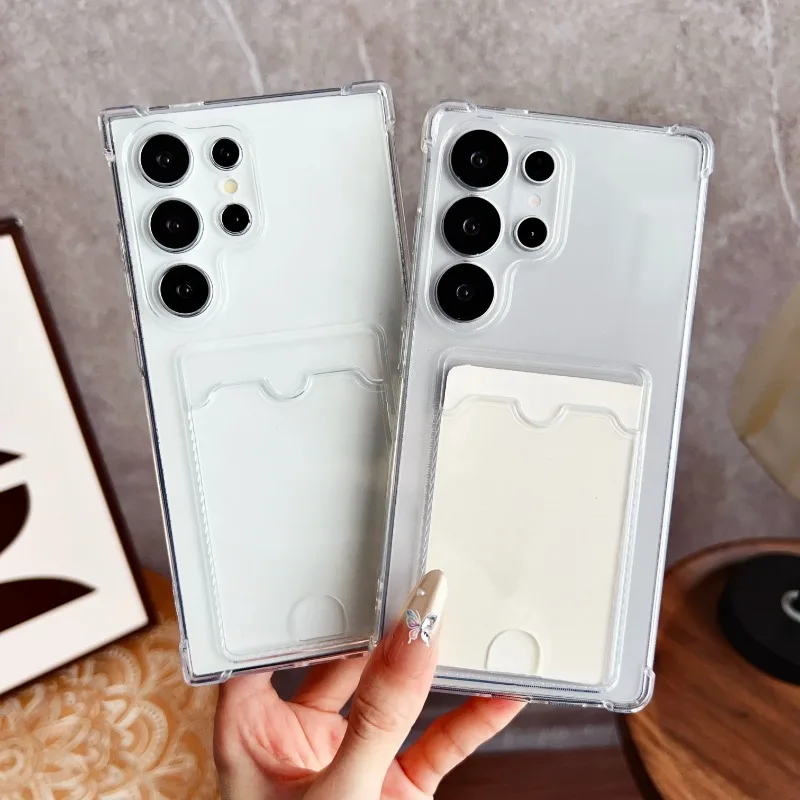 Luxury Soft Transparent Card Holder Phone Case - Shockproof Cover