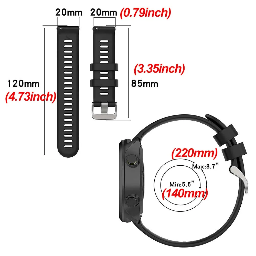Premium 20mm Silicone Smart Watch Band - Versatile Fit